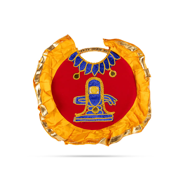 Shivling & Nandi Design Aalavattam Visiri - 1 Feet | Velvet Hand Fan/ Embroidered Pooja Fan For Aarti Rituals - Pooja Accessories