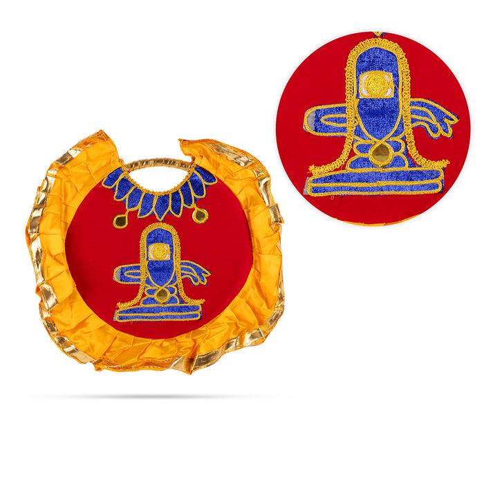 Shivling & Nandi Design Aalavattam Visiri - 1 Feet | Velvet Hand Fan/ Embroidered Pooja Fan For Aarti Rituals - Pooja Accessories