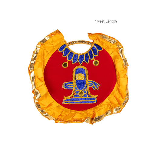 Shivling & Nandi Design Aalavattam Visiri - 1 Feet | Velvet Hand Fan/ Embroidered Pooja Fan For Aarti Rituals - Pooja Accessories