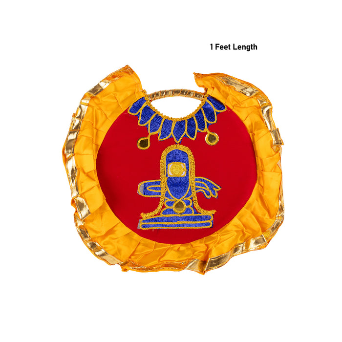 Shivling & Nandi Design Aalavattam Visiri - 1 Feet | Velvet Hand Fan/ Embroidered Pooja Fan For Aarti Rituals - Pooja Accessories