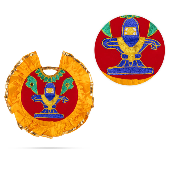 Shivling & Nandi Design Aalavattam Visiri - 1.5 Feet | Velvet Hand Fan/ Embroidered Pooja Fan For Aarti Rituals - Pooja Accessories