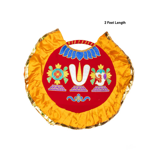 Shankh Chakra Namam Design Visiri - 2 Feet | Velvet Aalavattam/ Vadakalai Pooja Fan For Temple And Pooja Room - Pooja Accessories
