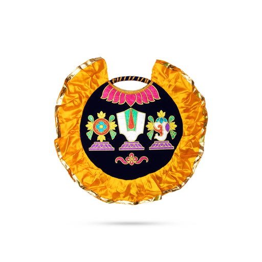 Shankh Chakra Namam Design Visiri - 2 Feet | Velvet Aalavattam/ Thenkalai Pooja Fan For Temple And Pooja Room - Pooja Accessories