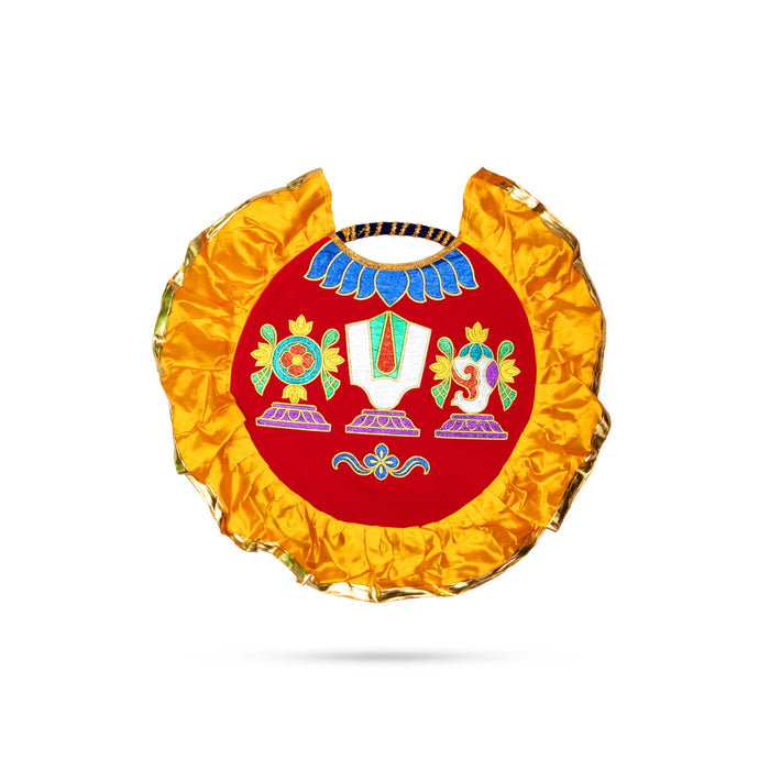 Shankh Chakra Namam Design Visiri - 2 Feet | Velvet Aalavattam/ Thenkalai Pooja Fan For Temple And Pooja Room - Pooja Accessories