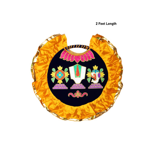 Shankh Chakra Namam Design Visiri - 2 Feet | Velvet Aalavattam/ Thenkalai Pooja Fan For Temple And Pooja Room - Pooja Accessories