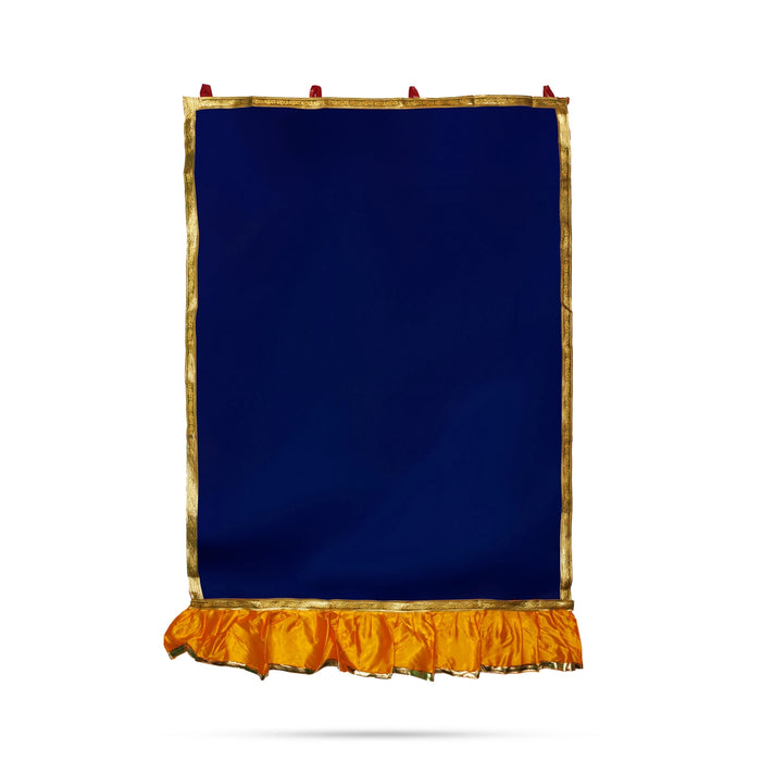 Kamakshi Amman Design Pooja Screen- 5 X 3.5 Feet | Satin Curtain/ Temple Screen/ Decorative Curtain For Home - Deity Curtain