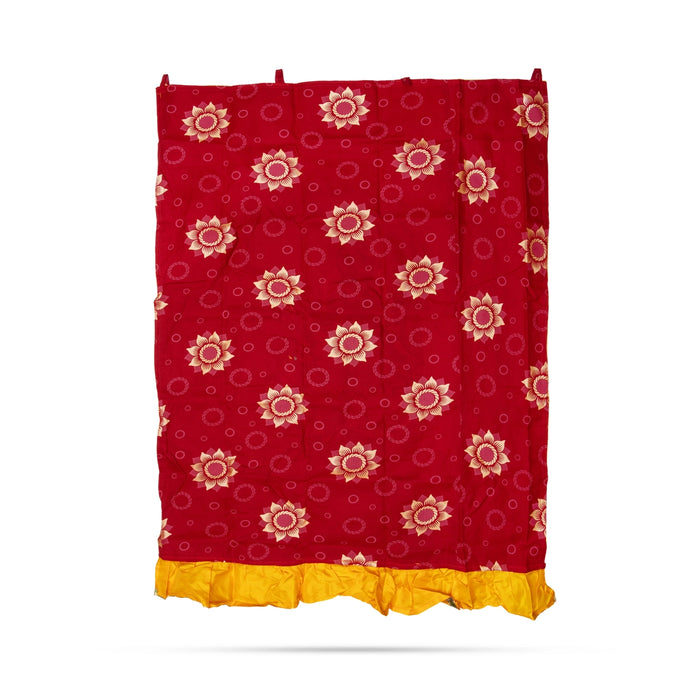 Saraswati Murti Design Pooja Screen- 5 X 3.5 Feet | Satin Curtain/ Temple Screen/ Decorative Curtain For Home - Deity Curtain