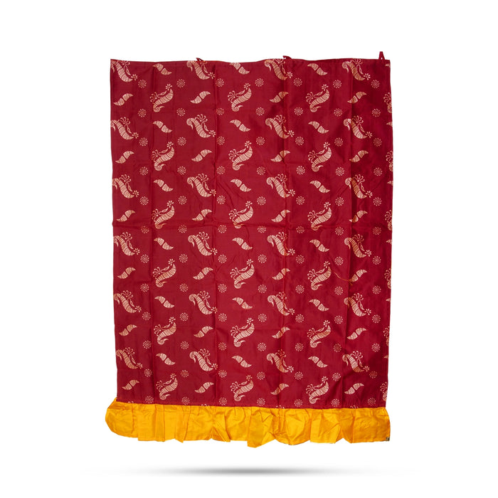 Balaji Murti Design Pooja Screen- 5 X 3.5 Feet | Satin Curtain/ Temple Screen/ Decorative Curtain For Pooja Room - Deity Curtain