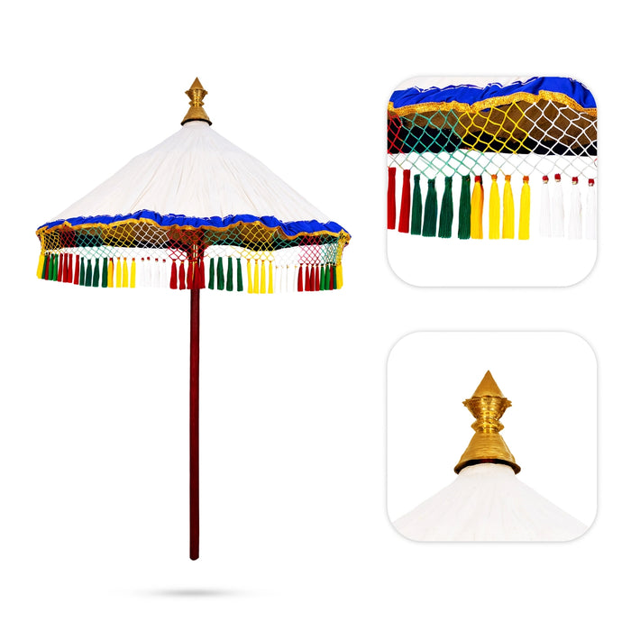 Tirupati Umbrella With Pirambu - 4.5 x 3.5 Inches | Temple Umbrella / God Umbrella / Decor For Temple - Temple Decoration