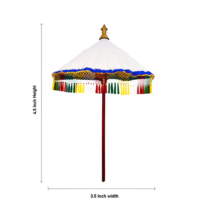 Tirupati Umbrella With Pirambu - 4.5 x 3.5 Inches | Temple Umbrella / God Umbrella / Decor For Temple - Temple Decoration
