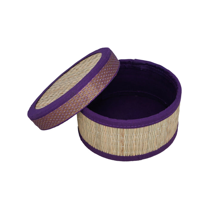 Pooja Box - 3 x 6 Inches | Korai Box with Lid/ Return Gift/ Round Shape Storage Box for Home - Pooja Box & Paduka