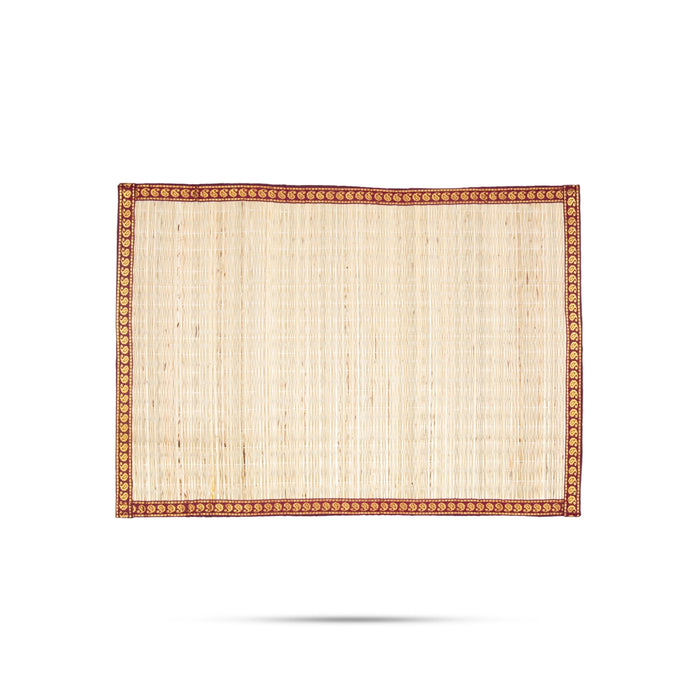 Grass Table Mat - 19 x 14 Inches | Korai Mat with Zari Border/ Yoga Mat for Home/ 160 Gms - Yoga Mat & Aasan