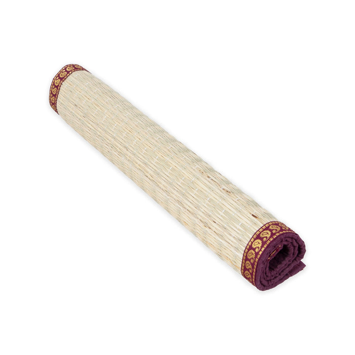 Yoga Mat - 29 x 30 Inches | Velvet Aasan Mat/ Zari Border Design Korai Mat/ Asan Mat for Pooja - Yoga Mat & Aasan