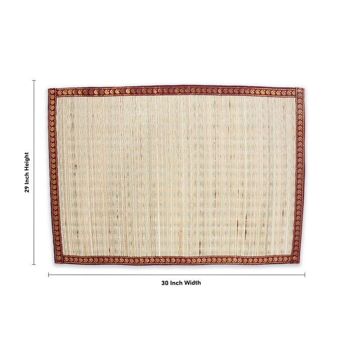 Yoga Mat - 29 x 30 Inches | Velvet Aasan Mat/ Zari Border Design Korai Mat/ Asan Mat for Pooja - Yoga Mat & Aasan