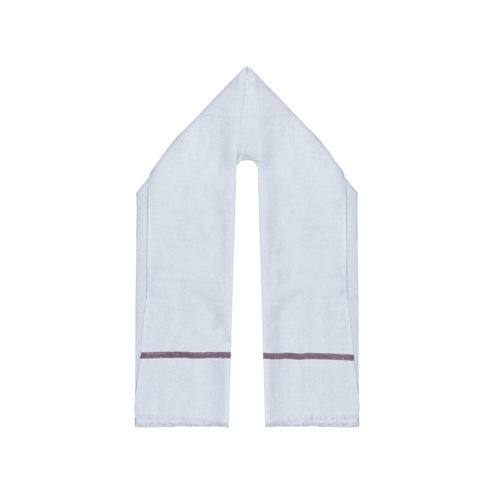 Towel - 20 x 40 Inches | White Gamcha / Angavastram / Thundu / Kasavu Shawl