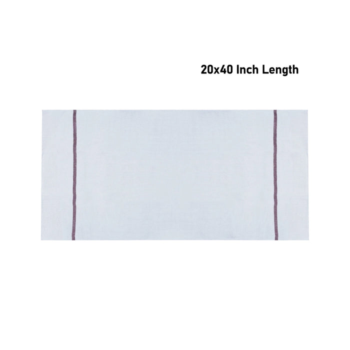 Towel - 20 x 40 Inches | White Gamcha / Angavastram / Thundu / Kasavu Shawl