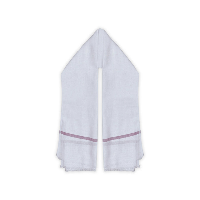 Towel - 28 x 46 Inches | Angavastram / White Colour Thundu / Kasavu Shawl for Men - Shawls & Towels