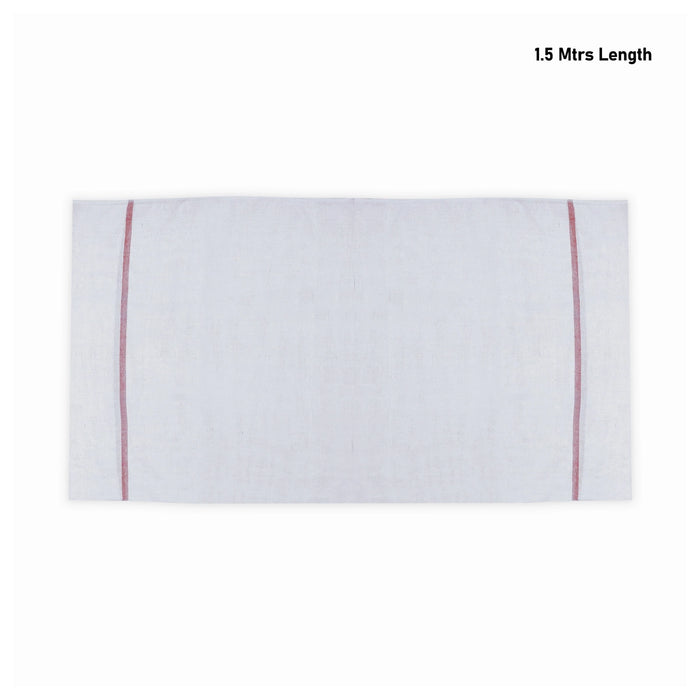 Towel - 1.5 Mtrs | Angavastram / White Colour Thundu / Kasavu Shawl / Gamcha