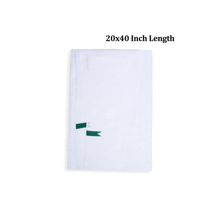 Towel - 20 x 40 Inches | White Colour Angavastram / Chittai Kasavu Shawl for Men - Shawls & Towels
