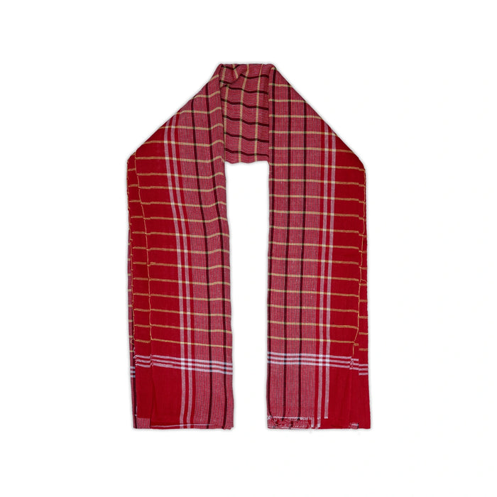 Towel - 73 x 146 Inches | Checked Design Angavastram / Thundu / Kasavu Shawl for Men - Shawls & Towels