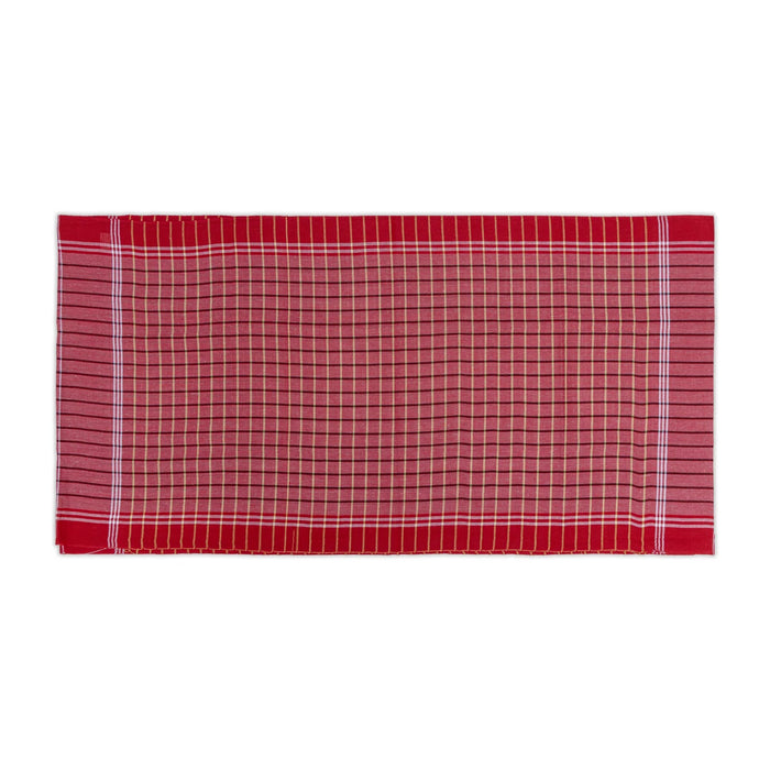 Towel - 73 x 146 Inches | Checked Design Angavastram / Thundu / Kasavu Shawl for Men - Shawls & Towels