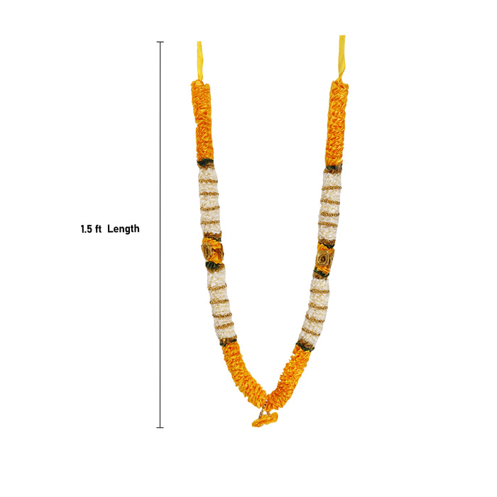 Artificial Garland  - 18 Inches | Cloth Mala/ Satin Garland for Photo Frame/ Assorted Design & Colour