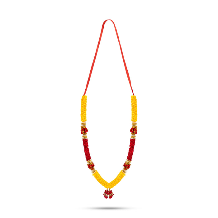 Flower Garland - 22 Inches | Artificial Beads & Floral Mala / Satin Garland For Deity Alankaram