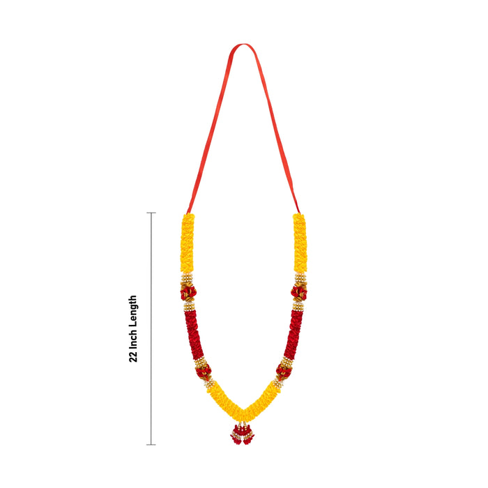 Flower Garland - 22 Inches | Artificial Beads & Floral Mala / Satin Garland For Deity Alankaram