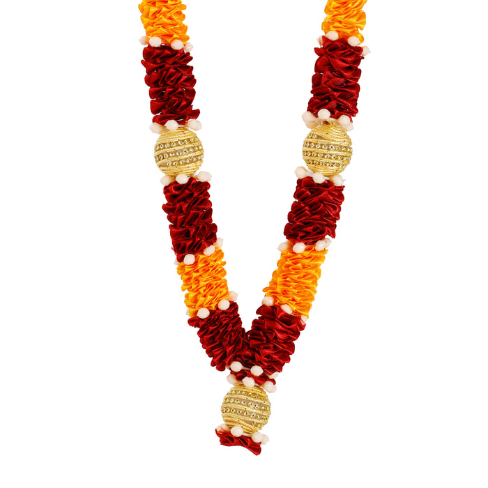 Artificial Garland  - 12 Inches | Cloth Mala/ Satin Garland for Photo Frame/ Assorted Design & Colour