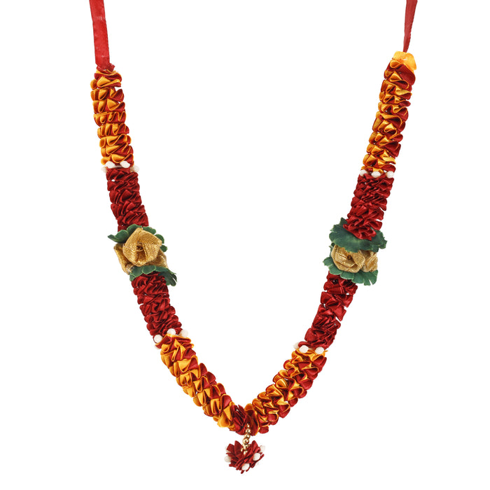 Artificial Garland  - 13 Inches | Cloth Mala/ Satin Garland for Photo Frame/ Assorted Design & Colour