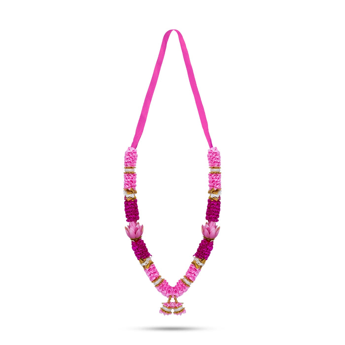 Artificial Garland - 16 Inches | Satin Mala/ Beads & Flower Design Mala / Flower Mala for Idols