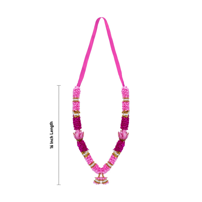 Artificial Garland - 16 Inches | Satin Mala/ Beads & Flower Design Mala / Flower Mala for Idols