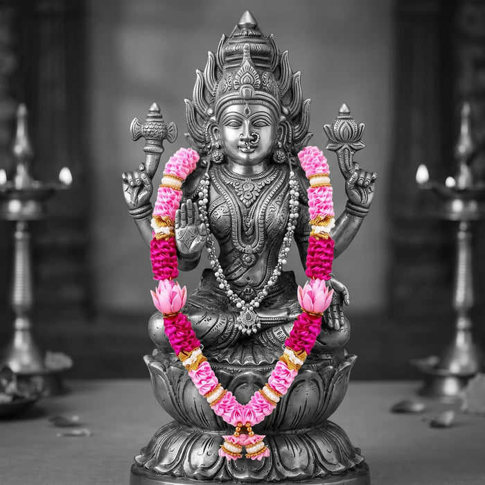 Artificial Garland - 16 Inches | Satin Mala/ Beads & Flower Design Mala / Flower Mala for Idols