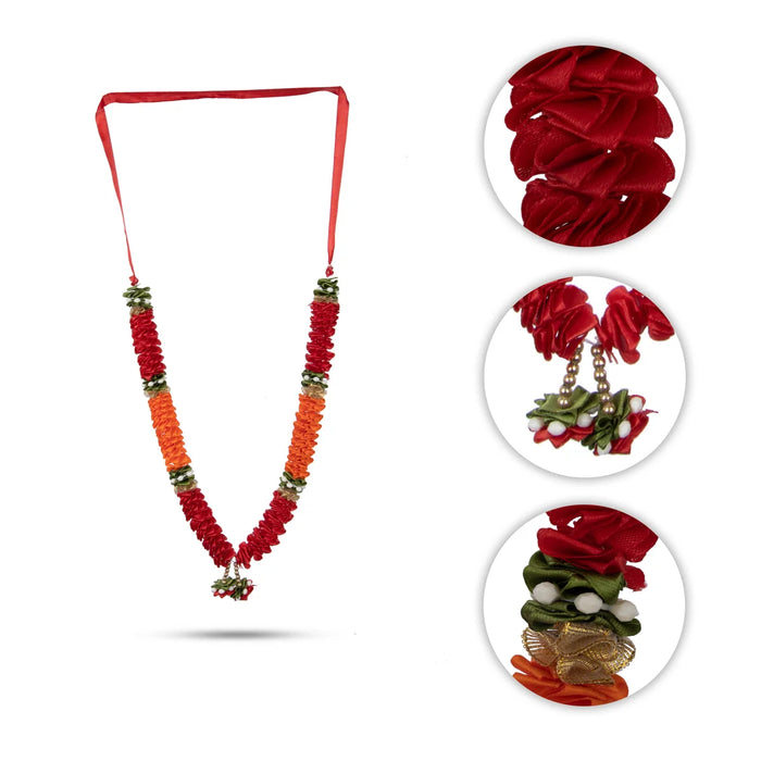 Mala - 15 Inches | Satin Material/ Flower Design Garland for Photo Frame