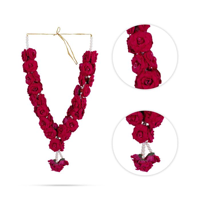Rose Mala - 15 Inches | Floral Beads Garland/ Decorative Mala for Deity Alankaram/ Assorted