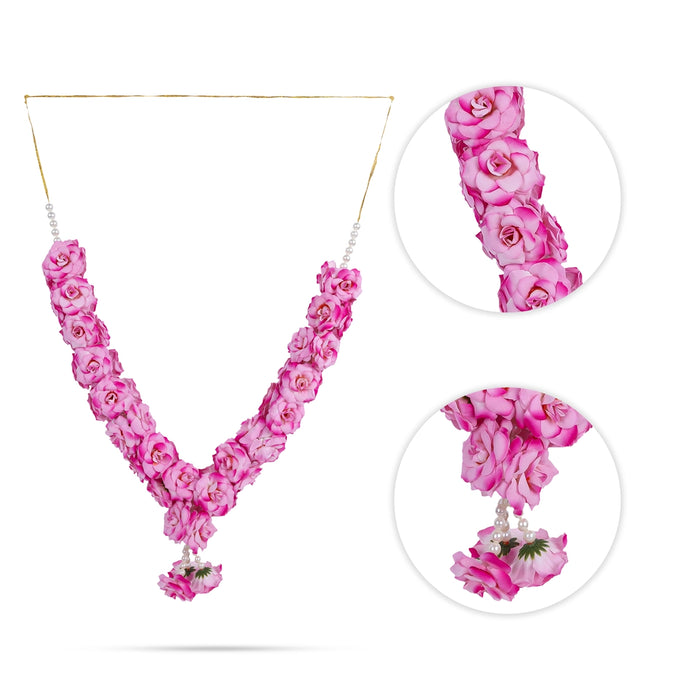 Rose Mala - 15 Inches | Floral Beads Garland/ Decorative Mala for Deity Alankaram/ Assorted