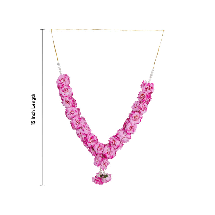 Rose Mala - 15 Inches | Floral Beads Garland/ Decorative Mala for Deity Alankaram/ Assorted
