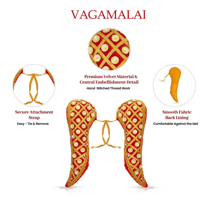 Vagamalai - 8 x 3 Inches | Cloth with Jari Design Deity Shoulder Decor/ Varalakshmi Amman Alangaram