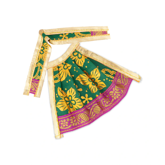 Amman Pavadai - 3 x 5 Inches | Devi Vastra/ Golden Print Border Mata Poshak for Deity/ Assorted Colour - Devi Dress