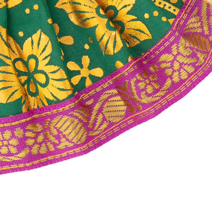 Amman Pavadai - 3 x 5 Inches | Devi Vastra/ Golden Print Border Mata Poshak for Deity/ Assorted Colour - Devi Dress