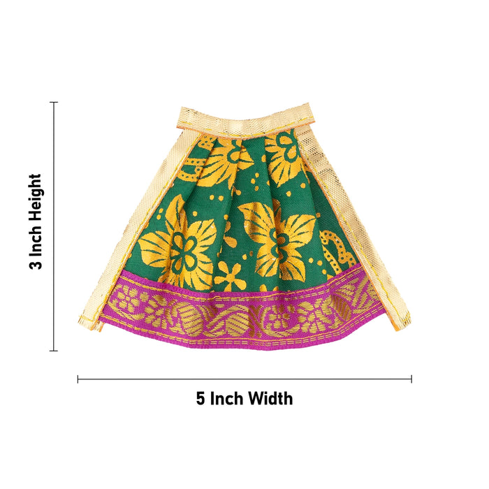 Amman Pavadai - 3 x 5 Inches | Devi Vastra/ Golden Print Border Mata Poshak for Deity/ Assorted Colour - Devi Dress