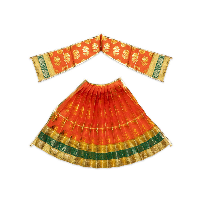 Amman pavadai - 15 inches | Deity Vastram / Devi Dress / Gold Print Zari Border / Mata Rani Poshak - Deity Jewellery & Vastra