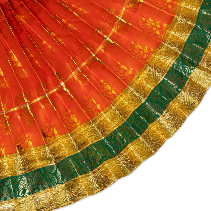 Amman pavadai - 15 inches | Deity Vastram / Devi Dress / Gold Print Zari Border / Mata Rani Poshak - Deity Jewellery & Vastra