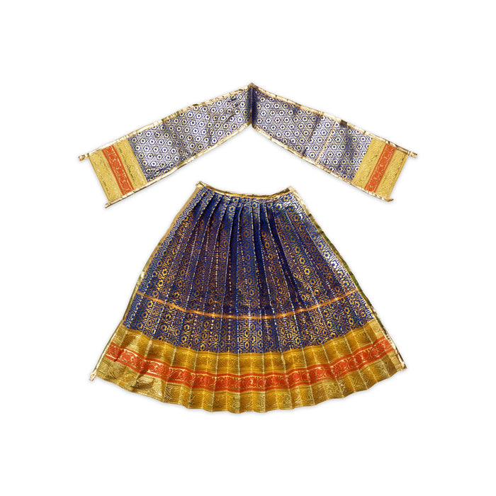 Amman pavadai - 15 inches | Deity Vastram / Devi Dress / Gold Print Zari Border / Mata Rani Poshak - Deity Jewellery & Vastra