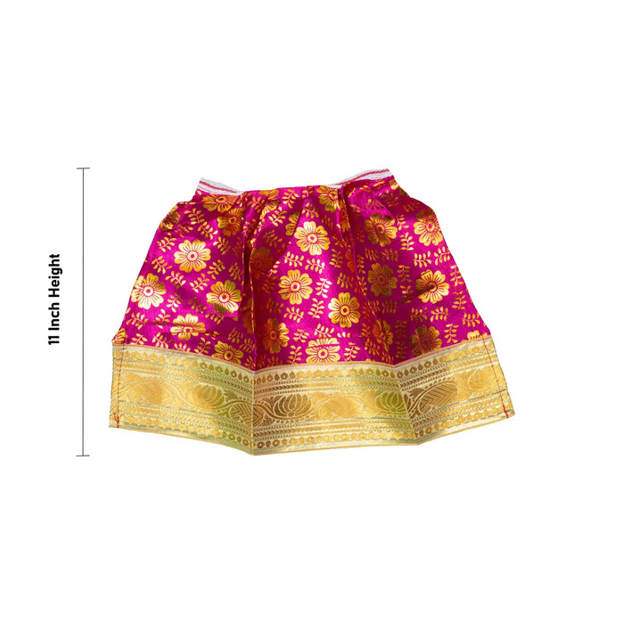 Devi Dress - 11 Inches | Mata Rani Poshak/ Lehenga Patka/ Gold Print Amman Pavadai For Deity Decor