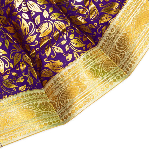 Devi Dress - 11 Inches | Mata Rani Poshak/ Lehenga Patka/ Gold Print Amman Pavadai For Deity Decor - Devi Dress