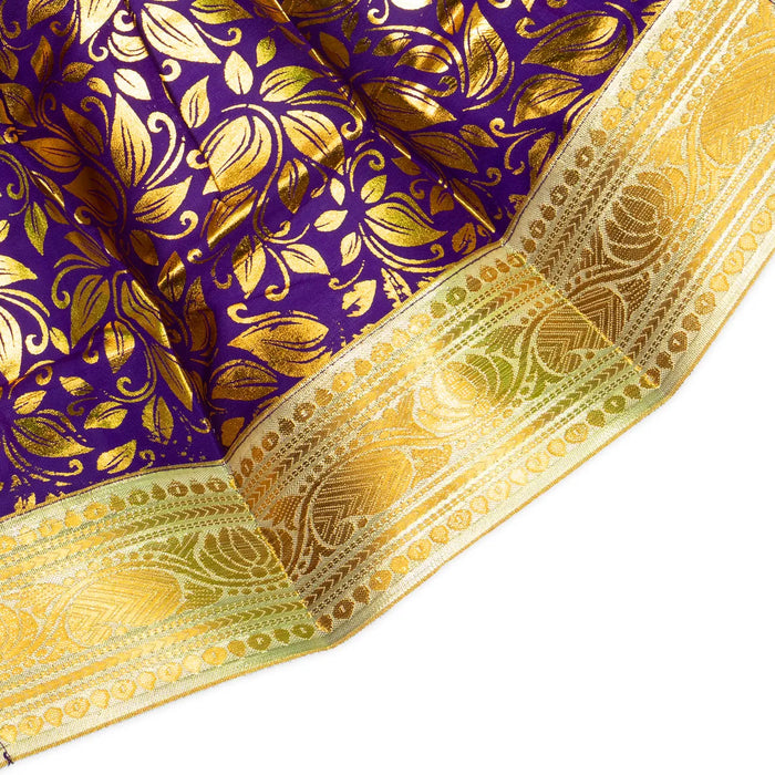 Devi Dress - 11 Inches | Mata Rani Poshak/ Lehenga Patka/ Gold Print Amman Pavadai For Deity Decor