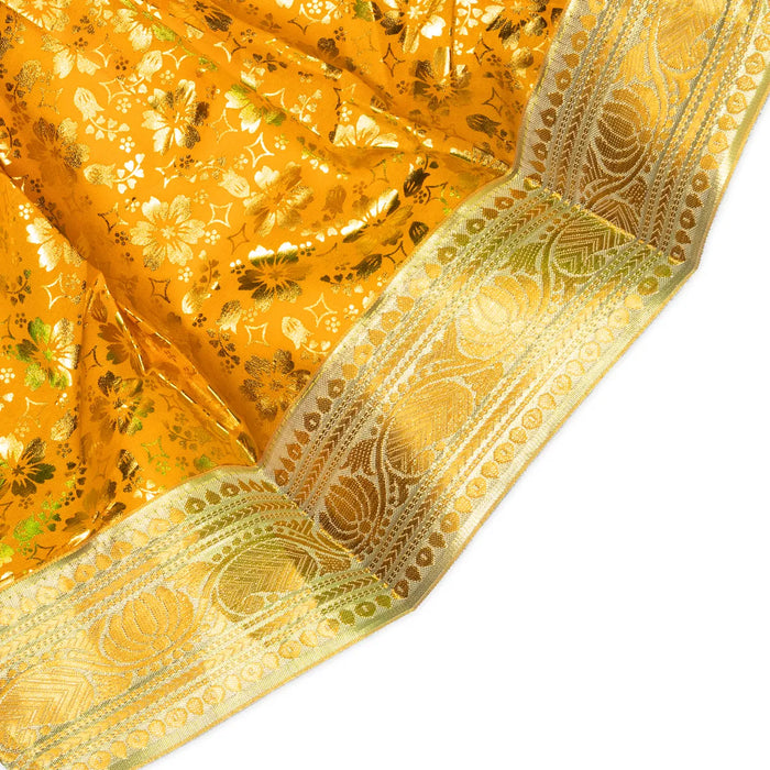 Devi Dress - 11 Inches | Mata Rani Poshak/ Lehenga Patka/ Gold Print Amman Pavadai For Deity Decor