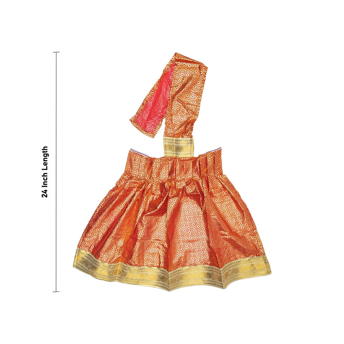 Devi Dress - 24 Inches | Jari Border Mata Dress/ Satin Amman Pavadai/ Devi Poshak For Goddess Alankaram - Devi Dress