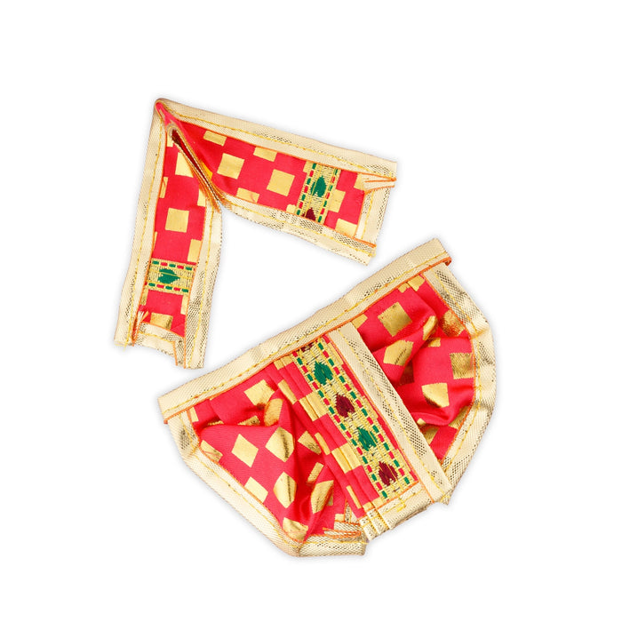 Panchakacham - 2.5 x 4 Inches | Dot Design Panchakacham Dhoti/ Golden Border Design Panchakajam for Deity - Bhagwan Vastra